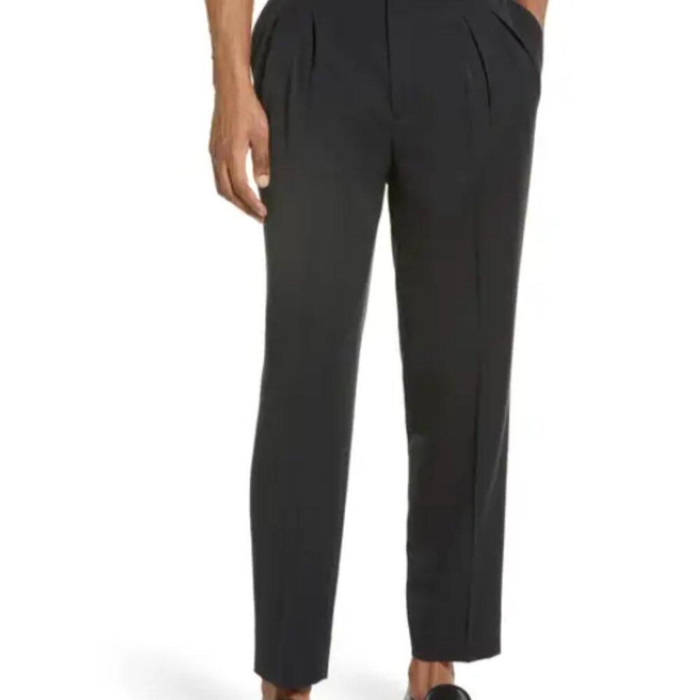 Nordstrom Open Edit Men’s Trousers. Black Double Pleated. Size: 34 x 32.